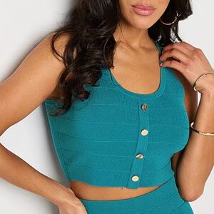 BOLD Elements Teal Button-Front knit Tank Top Sz 2X NWT